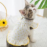 Dog Cat Shirt  T-Shirt Flower Basic Adorable Cute Casual  Daily Dog Clothes Puppy Clothes Dog Outfits Breathable Yellow Costume for Girl and Boy Dog Cotton Fabric XS S M L XL XXL Lightinthebox - thumbnail