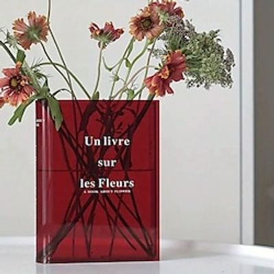 1pc Aesthetic Clear Book Vase for Flowers - Unique Acrylic Vase for Home Decor and Floral Arrangement - Artistic and Cultural Flavor Lightinthebox