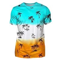 Graphic Color Block Coconut Tree Vacation Casual Men's 3D Print T shirt Tee Sports Outdoor Holiday Going out T shirt Blue Sky Blue Red White Short Sleeve Crew Neck Shirt Spring Summer Clothing Lightinthebox