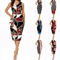 Women's Casual Dress Sheath Dress Floral Butterfly Print Crew Neck Midi Dress Streetwear Work Street Sleeveless Summer Lightinthebox