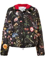 RedValentino birds print hooded jacket - Black