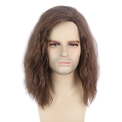 Dark Brown Men Wig Long Male Type Short Layer HairToupee Halloween Fluffy miniinthebox