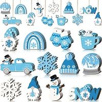 24pcs Christmas Tree Ornaments Xmas Wooden Christmas White Snowflake Santa Claus Blue Elk Crystal Ball Hanging Decoration Pendant For Outdoor Festival Party Gift (with Rope) Lightinthebox - thumbnail