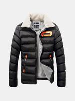 Mens Chest Zip Furry Collar Padded Puffer Jackets - thumbnail