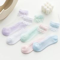 Kids Girls' 5 Pairs Socks Multicolor Color Block Mesh Spring Summer Cute Casual 3-13 Years Lightinthebox - thumbnail