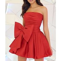 A-Line Homecoming Dresses Princess Dress Holiday Short  Mini Sleeveless Strapless Satin with Bow(s) Ruched 2023 Lightinthebox - thumbnail