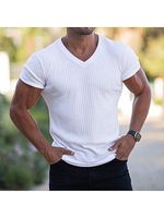Pit Strip Slim V-neck Casual Sports Short-sleeved T-shirt - thumbnail