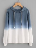 Fashion colouring dradigent loose long sleeves hoodie - thumbnail