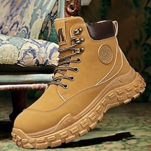Men's Boots Work Boots Walking Casual Daily Leather Comfortable Booties  Ankle Boots Loafer Black Yellow Spring Fall Lightinthebox