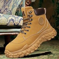 Men's Boots Work Boots Walking Casual Daily Leather Comfortable Booties  Ankle Boots Loafer Black Yellow Spring Fall Lightinthebox - thumbnail