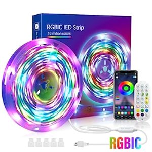 LED Smart Strip USB 5050RGBIC APP Control Music Synchronization with Remote Control for Bedroom TV Backlight Ceiling Game Room miniinthebox