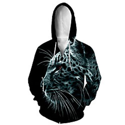 Men's Zip Up Hoodie Sweatshirt Animal 3D Casual Daily 3D Print Casual Hoodies Sweatshirts  Black Lightinthebox