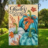 1PC Thanksgiving Garden Flag, Pumpkin Maple Leaf Autumn Double-Sided Flag Outdoor Yard Flag Decorating Supplies Outdoor Decor, Garden Decor, Yard Decor, Holiday Decor (No Metal Brace) miniinthebox - thumbnail