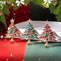 2023 Cross border Christmas in Europe and America Enamel Inlaid Diamond Christmas Tree Breast Pin Autumn and Winter Coat Sweater Pin Clothing Accessories Lightinthebox - thumbnail
