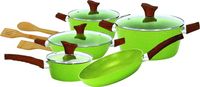 Royalford 12 Pcs Forged Aluminium Marble Coated Cookware Set Green - RF9415