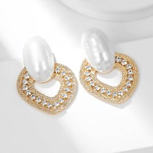 Women's Drop Earrings Geometrical Heart Fashion Personalized Earrings Jewelry Golden For Party Prom 1 Pair Lightinthebox