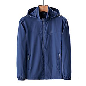 Men's Hoodie Jacket Waterproof Hiking Jacket Hiking Windbreaker Autumn  Fall Spring Summer Outdoor Solid Color Waterproof UV Sun Protection Windproof Quick Dry Jacket Hoodie Top Elastane Full Zip Lightinthebox