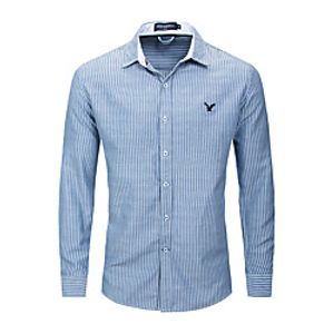 Men's Shirt Striped Button-Down Long Sleeve Casual Tops Cotton Business Casual Comfortable Blue miniinthebox