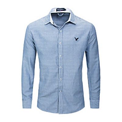 Men's Shirt Striped Button-Down Long Sleeve Casual Tops Cotton Business Casual Comfortable Blue miniinthebox