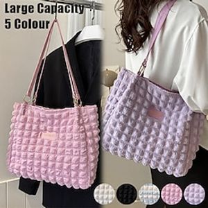 Women's Tote Shoulder Bag Hobo Bag Polyester Outdoor Shopping Daily Zipper Large Capacity Lightweight Durable Plaid Quilted Black White Pink miniinthebox