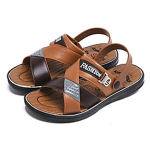 Men's Sandals Flat Sandals Casual Daily Water Shoes Upstream Shoes PU Breathable Non-slipping Wear Proof Light Brown Dark Brown Summer miniinthebox