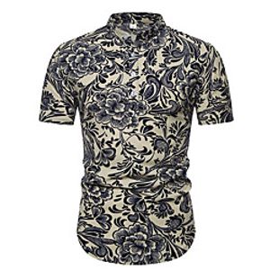 Men's Shirt Other Prints Floral Graphic Short Sleeve Casual Tops Ethnic Style White miniinthebox
