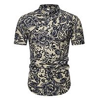 Men's Shirt Other Prints Floral Graphic Short Sleeve Casual Tops Ethnic Style White miniinthebox - thumbnail