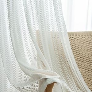1 Panel White Sheer Curtain Window Drapes Door for Bedroom Living Room Retro Style Vintage Beige Rose Scalloped Lace Curtain to Light Filtering Airy Lightinthebox
