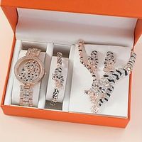 5pcs/set Rhinestone Leopard Fancy Women Watches Jewelry Sophisticated And Stylish Women Watch Unique Ladies Watches miniinthebox - thumbnail