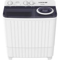 KROME 8KG Twin Tub Semi-Automatic Washing Machine, White | KR-WSA80K