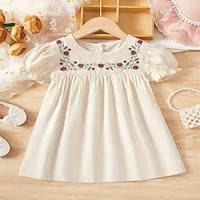 Kids Girls' Dress Graphic Short Sleeve Party Outdoor Casual Fashion Daily Casual Polyester Summer Spring Fall 2-13 Years off white Lightinthebox