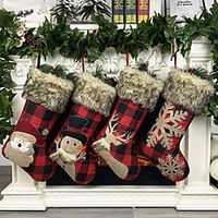 Christmas Ornaments Burlap Socks Large Size Santa Snowman Gift Socks Candy Socks Gift Bag miniinthebox - thumbnail