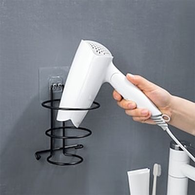 Bathroom Hair Dryer Holder Blower Home Organizer Adhesive Wall Mounted Nail Free No Trace Stickers Hair Care Dryer Storage Rack Lightinthebox