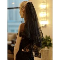 Two-tier Antique / Lace Applique Edge Wedding Veil Elbow Veils with Embroidery / Splicing 21.65 in (55cm) POLY / 100% Polyester Lightinthebox