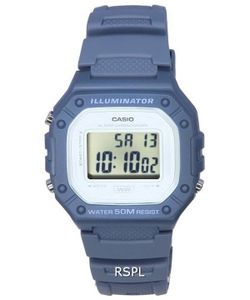 Casio W-218hc-2a Digital Quartz Watch In Light Blue Resin Band