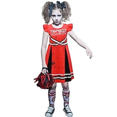 Kids Girls' Halloween Dress Letter A Line Dress Knee-length Dress Party Short Sleeve Beautiful Dress 3-10 Years Spring Red Lightinthebox