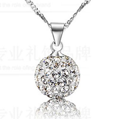 crystals disco ball pendant necklace white gold plated for women miniinthebox