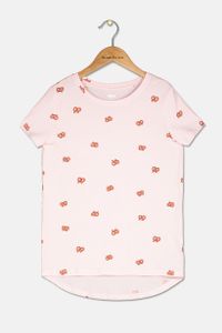 Kids Girls All Over Print Short Sleeve T-Shirt  Pink