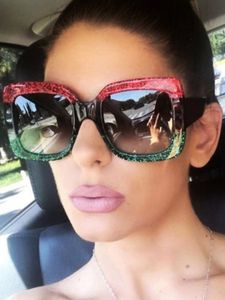 Square Shaped Vintage Glitter Patchwork Sunglasses