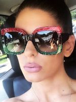 Square Shaped Vintage Glitter Patchwork Sunglasses - thumbnail