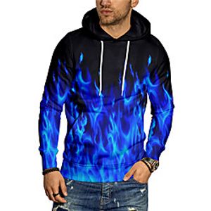Men's Unisex Pullover Hoodie Sweatshirt Graphic Prints Flame Print Hooded Daily Sports 3D Print 3D Print Casual Hoodies Sweatshirts  Long Sleeve Blue Yellow Blushing Pink miniinthebox