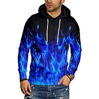 Men's Unisex Pullover Hoodie Sweatshirt Graphic Prints Flame Print Hooded Daily Sports 3D Print 3D Print Casual Hoodies Sweatshirts  Long Sleeve Blue Yellow Blushing Pink miniinthebox - thumbnail