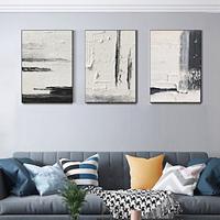 100% Handpainted Black and White Abstract Texture Painting White 3D Thick Oil Texture Painting Home Decor Stretched Frame Ready to Hang Lightinthebox