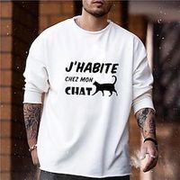Men's T shirt Tee Hot Stamping Graphic Patterned Letter Crew Neck Street Daily Print Long Sleeve Tops Designer Casual Fashion Comfortable White miniinthebox - thumbnail