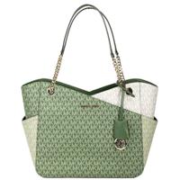 Michael Kors Jet Set Large Fern Green X Cross Chain Shoulder Tote Handbag (90971)