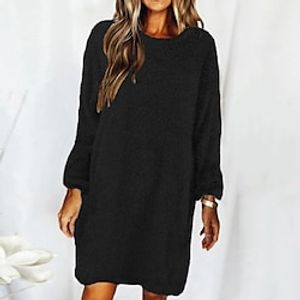 Women's Sweater Dress Winter Dress Casual Dress Pink Wine Light Grey White Black Long Sleeve Pure Color Knit Winter Fall Crew Neck Casual Modern Fit 2022 S M L XL 2XL 3XL Winter Dress Lightinthebox