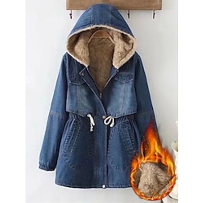 Women's Hoodie Jacket Denim Jacket Warm Breathable Outdoor Street Daily Wear Going out Zipper Pocket Fur Collar Zipper Hoodie Fashion Modern Casual Street Style Solid Color Regular Fit Outerwear Long Lightinthebox Women's Hoodie Jacket Denim Jacket Warm Breathable Outdoor Street Daily Wear Going out Zipper Pocket Fur Collar Zipper Hoodie Fashion Modern Casual Street Style Solid Color Regular Fit Outerwear Long Lightinthebox