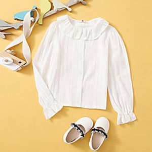 [4y-13y]big girl doll collar long sleeve shirt Lightinthebox