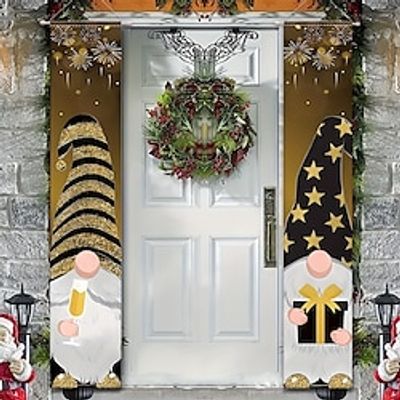Christmas Gnomes Door Porch Sign Banners Xmas Decoration Hanging Banner Signs Couplets Gate Garden Front Door Home Outdoor Yard Party Decor Supplies miniinthebox