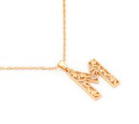 Women's 'M' Initial Pendant Necklace With Ziconia Studdings